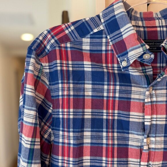 Vineyard Vines Red White Blue Plaid Whale Logo Button-Down Shirt | Size S - Picture 9 of 9